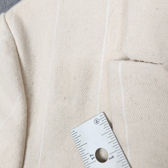 J.Crew Blazer Womens 4 Cream Ivory Pinstripe One Button Notch Lapel Lined Cotton - Picture 9 of 16